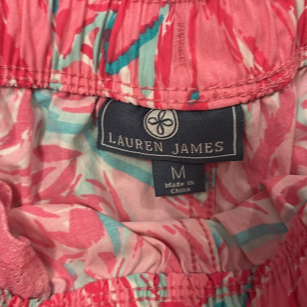 LAUREN JAMES Pink Tulip Print Pull On Shorts Size Medium Med M Women - Picture 5 of 7